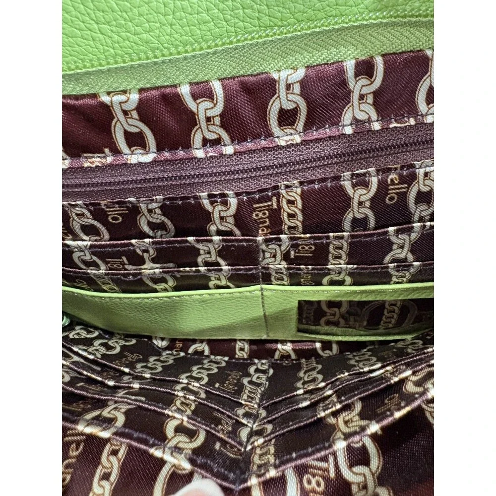 Tignanello Women's Lime Green Leather Multi Pocket Crossbody Bag Sz Medium